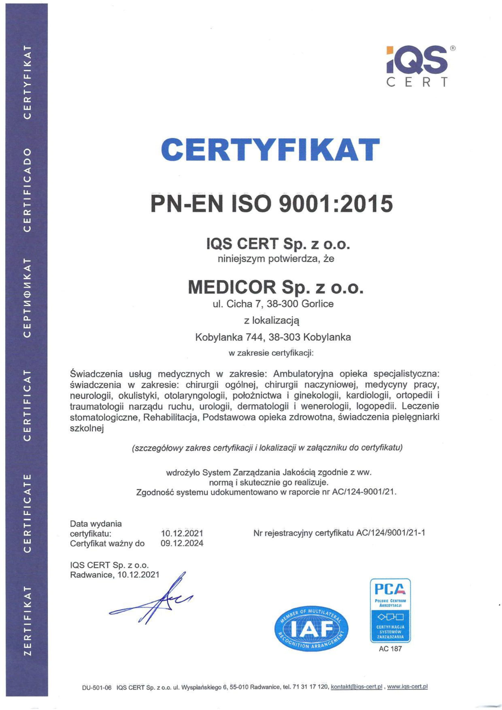 Medicor ISO 9001